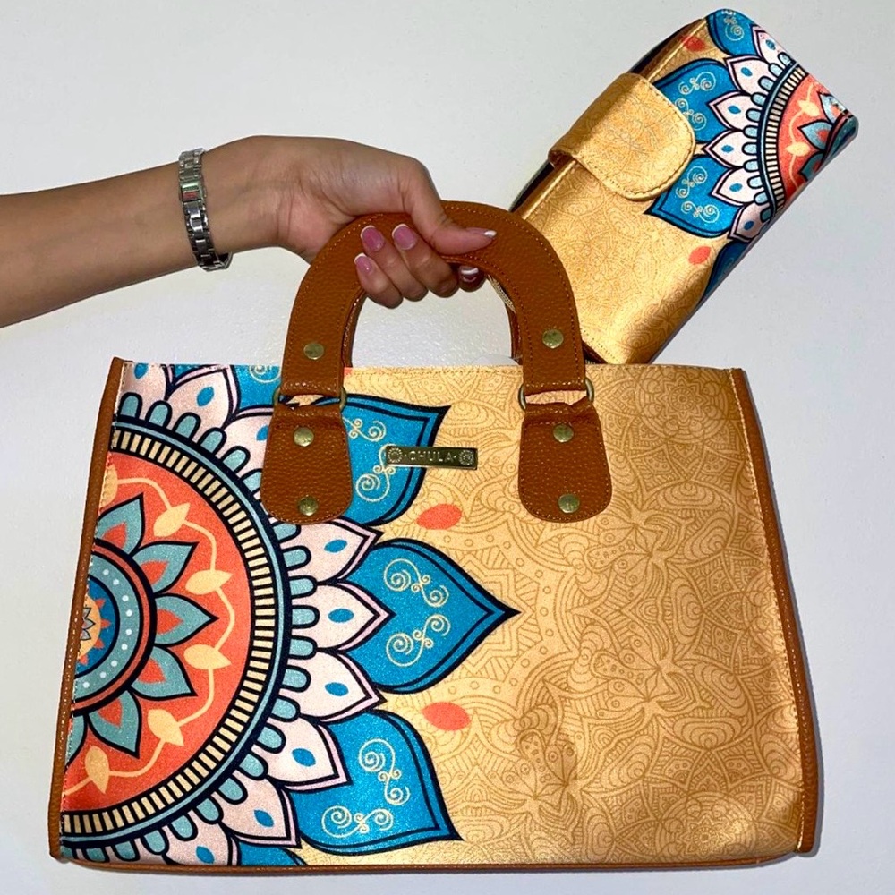 Gold and Multicolor Handbag